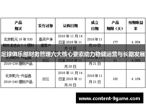 足球俱乐部财务管理六大核心要素助力稳健运营与长期发展 足球俱乐部财务管理六大核心要素助力稳健运营与长期发展