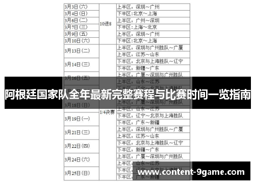 阿根廷国家队全年最新完整赛程与比赛时间一览指南