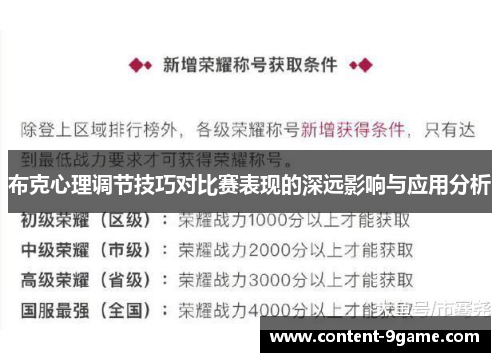 布克心理调节技巧对比赛表现的深远影响与应用分析